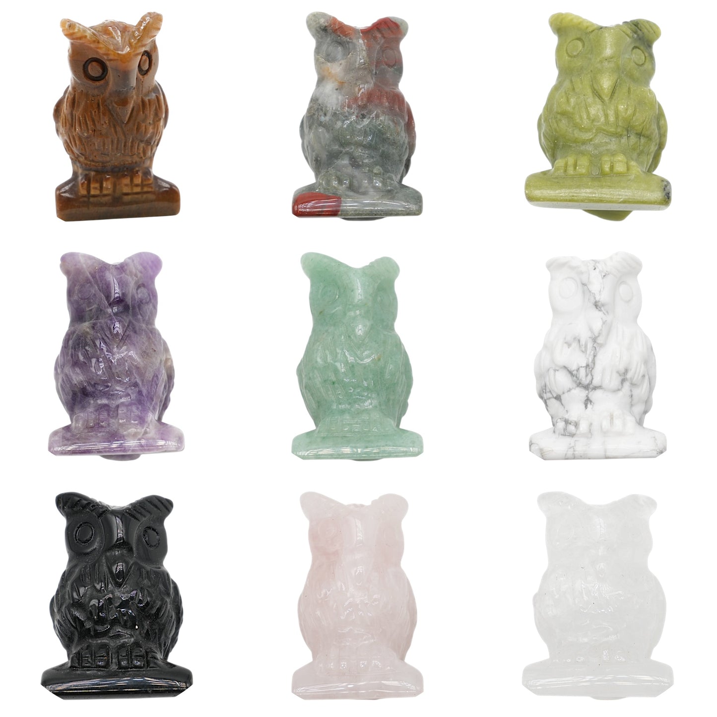 Lot de 3 Figurines de Hibou AA — 4.5x3.5 cm (9 pierres disponible)