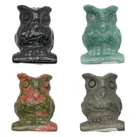 Lot de 3 Figurines de Mini Hibou AA — 4x3 cm (6 pierres disponible)