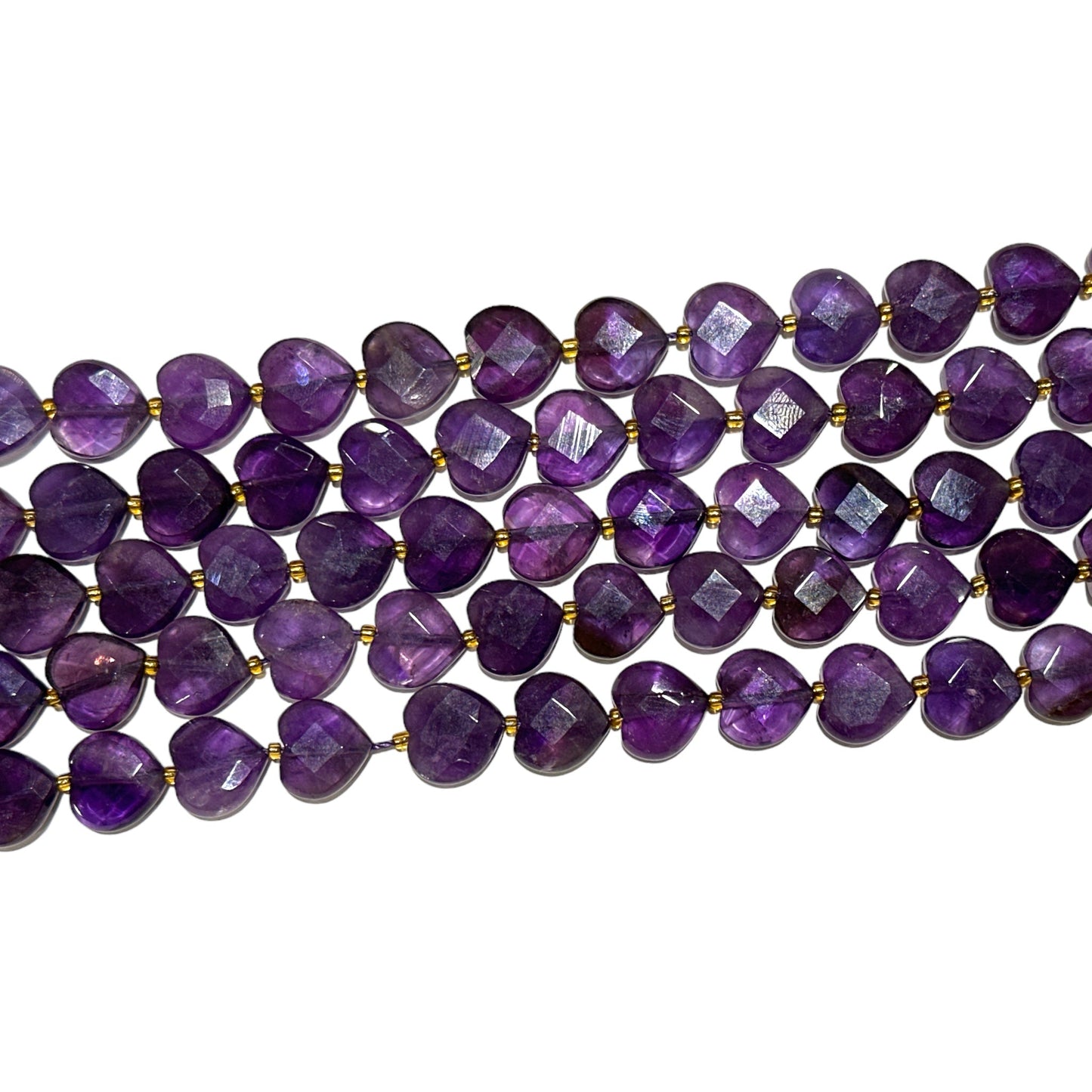 Fil de coeur facetté en amethyste 12mm