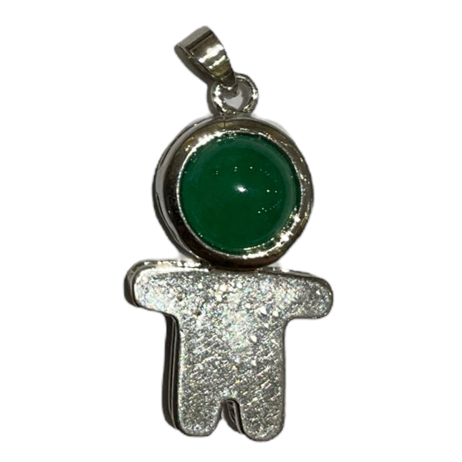 Pendentif bonhomme Agate verte - Foliesbijoux