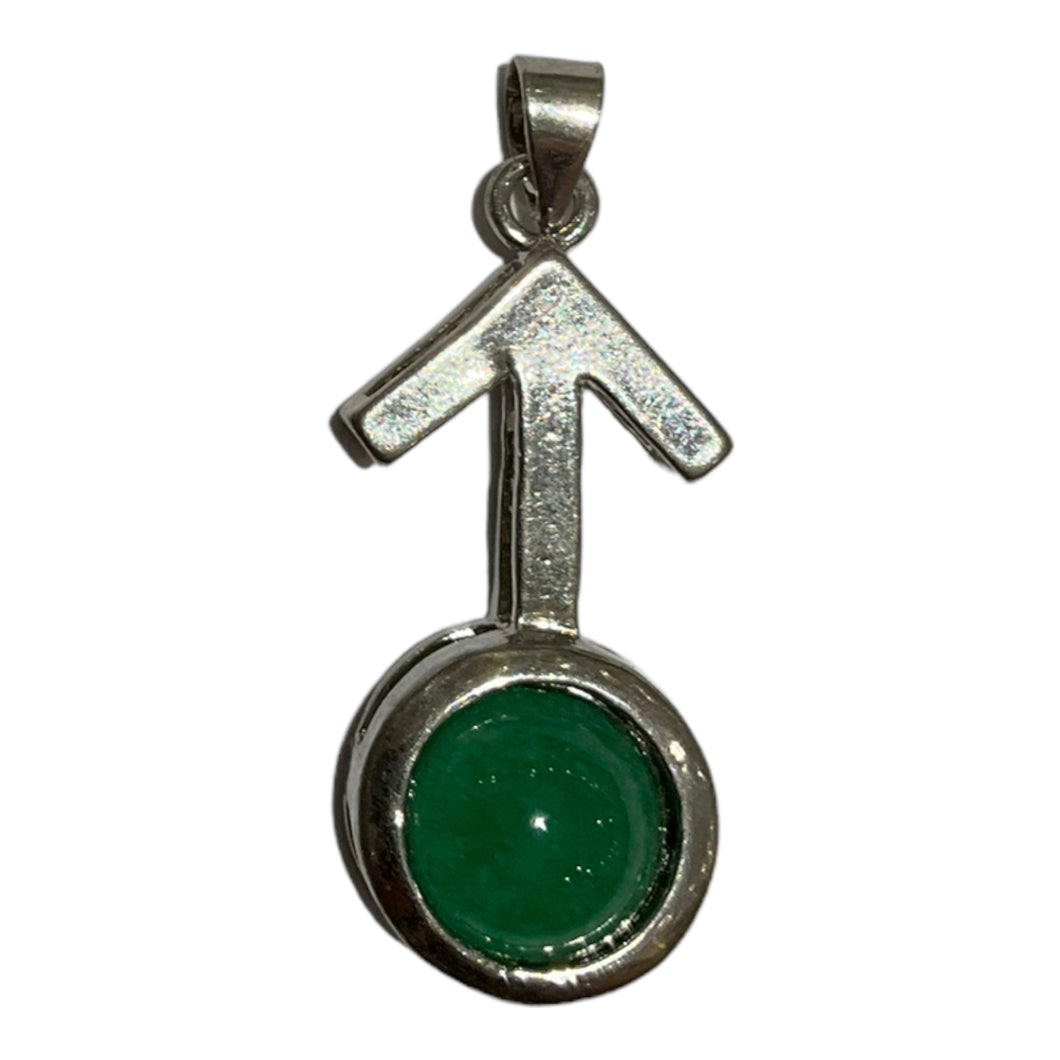 Pendentif symbole masculin en Agate verte
