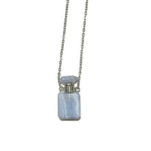 Charger l&#39;image dans la galerie, Collier fiole Calcédoine bleue pour huile essentiel/parfum
