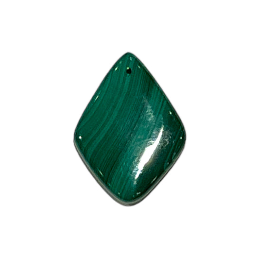 Pendentif plat en Malachite en forme de losange percé devant