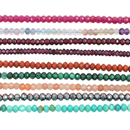 Fil de perle en rondelle facetté 3x4 mm (31 pierres disponible)
