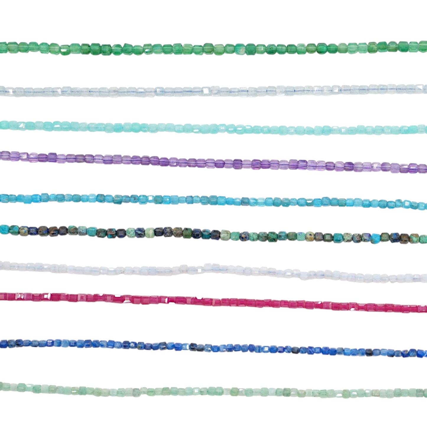 Fil de perles carrés facettés 2x2 mm (30 pierres disponible)