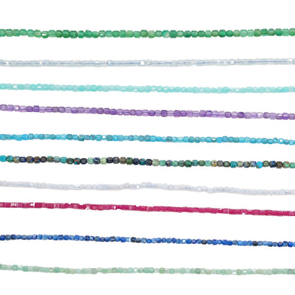 Fil de perles carrés facettés 2x2 mm (30 pierres disponible)