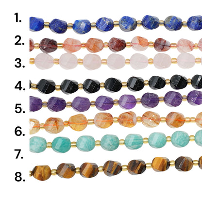 Fil de perles boule facetté 8 mm (8 pierres disponible) RESTOCK