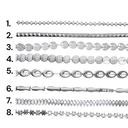 Fil de perle Hématite electroplaquée argenté HEA (240 à 248)