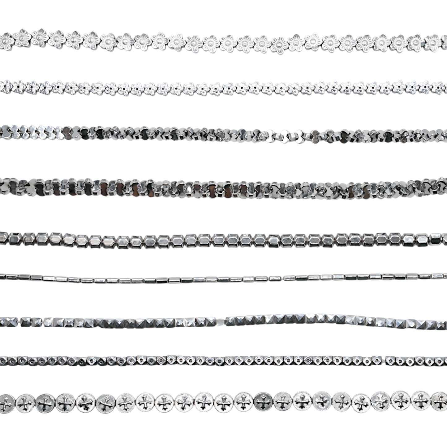 Fil de perle Hématite electroplaquée argentée HEA (249 à 258)
