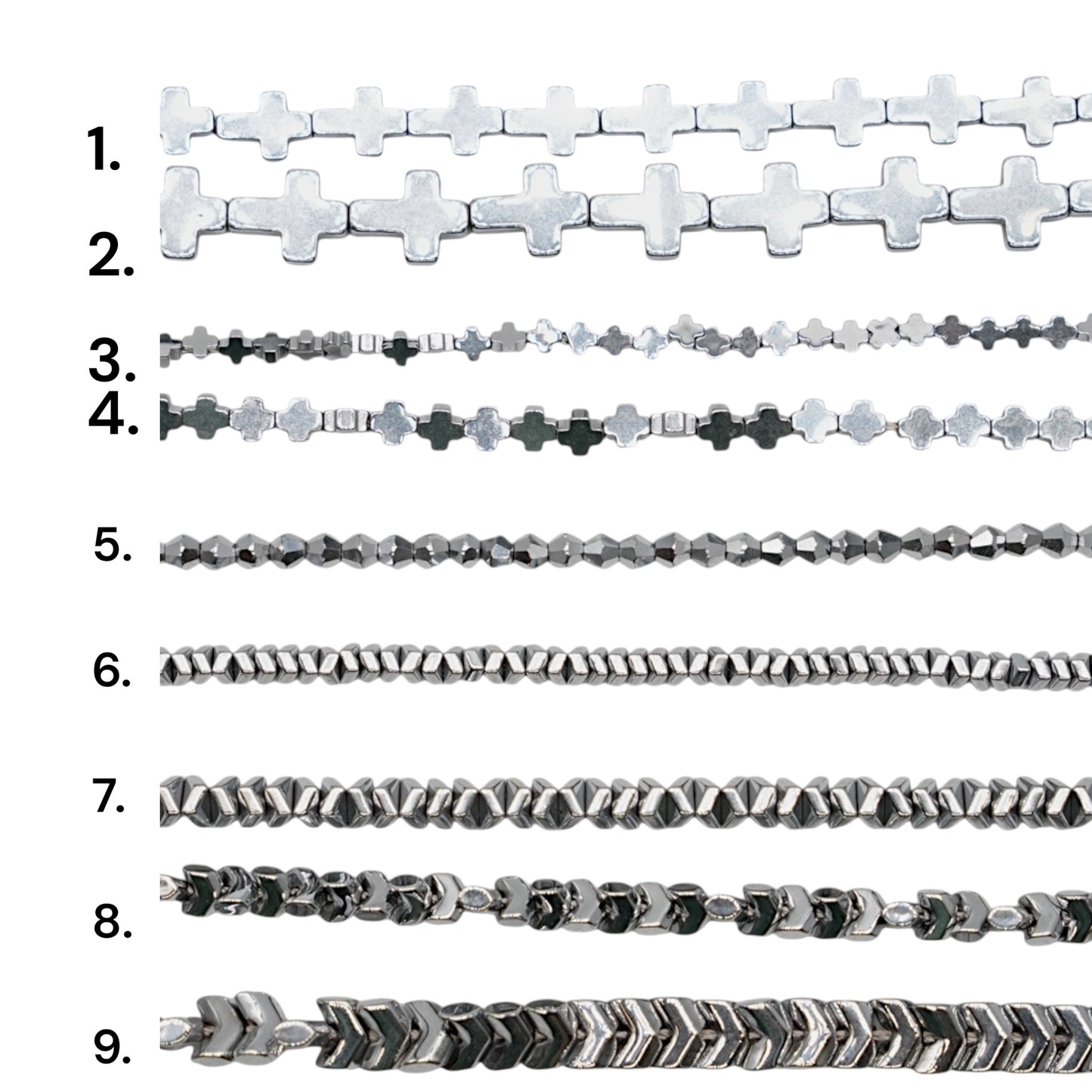 Fil de perle Hématite electroplaquée argentée HEA (260 à 268)
