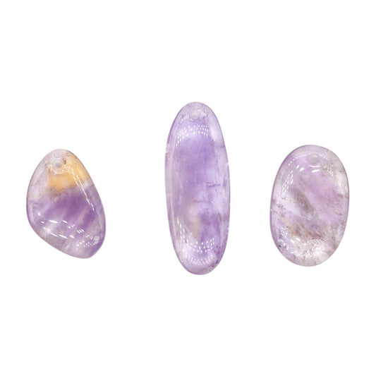 Pendentif Ametrine forme libre aléatoire percé devant