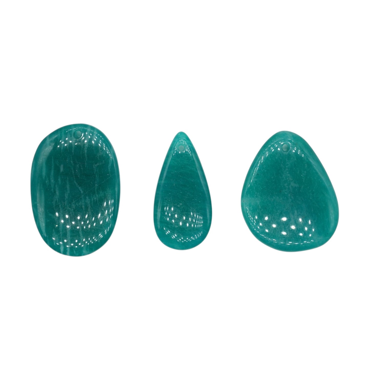 Pendentif Amazonite foncée de Russie forme libre aléatoire percé devant