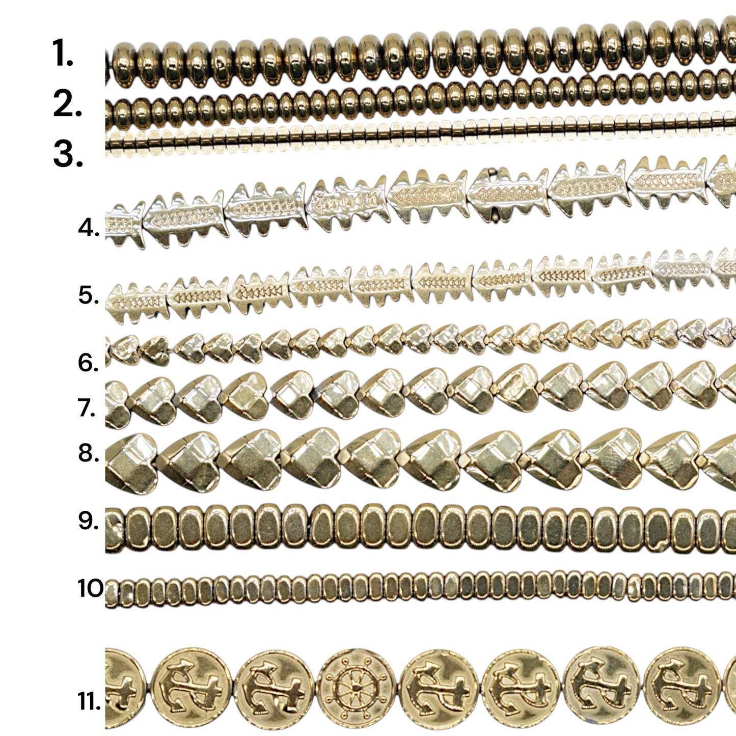 Fil de perle Hématite electroplaquée dorée HED (270 à 280)