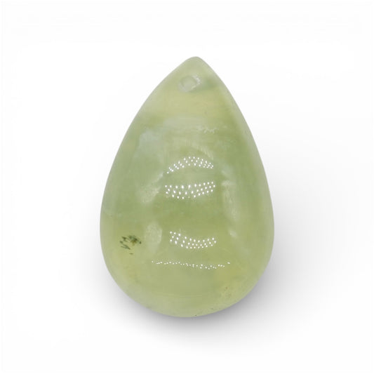 Petit pendentif en Prehnite 1,2x2 cm environ goutte plate percé devant
