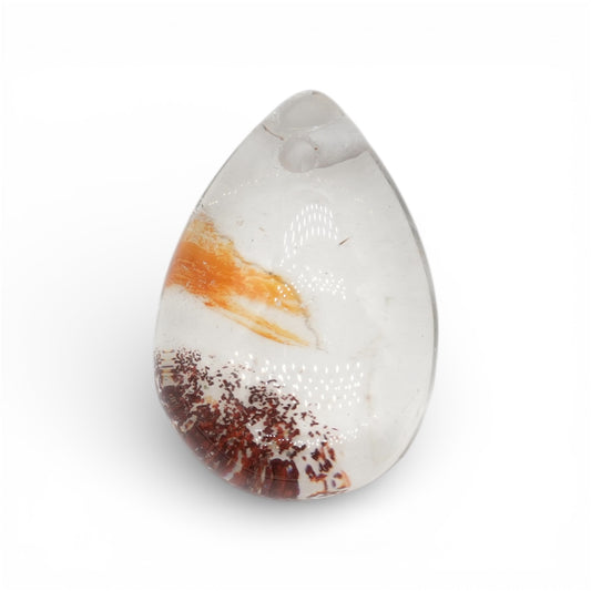 Petit pendentif en Quartz Lodolite 1,5x 2 cm environ goutte plate percé devant