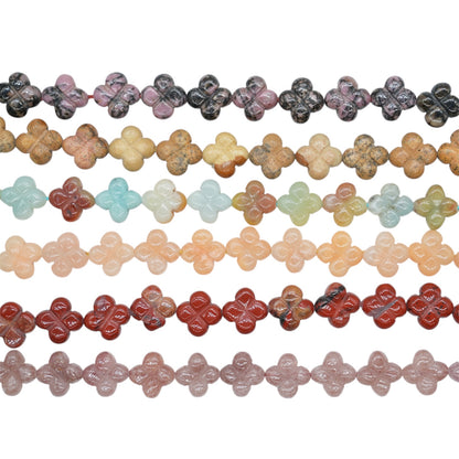 Fil de trefles en pierre naturelle reference 44 — 14 mm (13 pierres disponible)