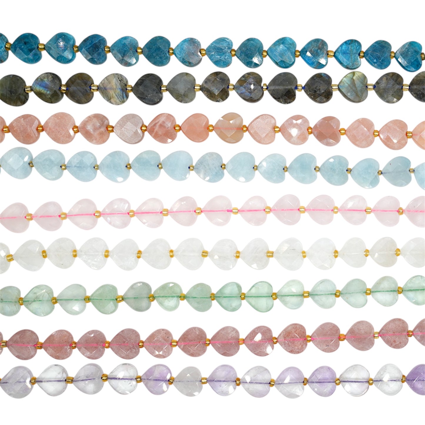 Fil de coeur facetté en pierre naturelle 12 mm (19 pierres disponible)