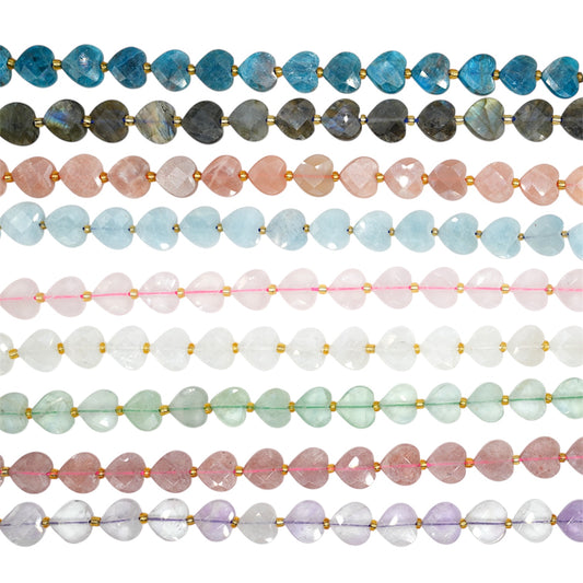 Fil de coeur facetté en pierre naturelle 12 mm (19 pierres disponible)