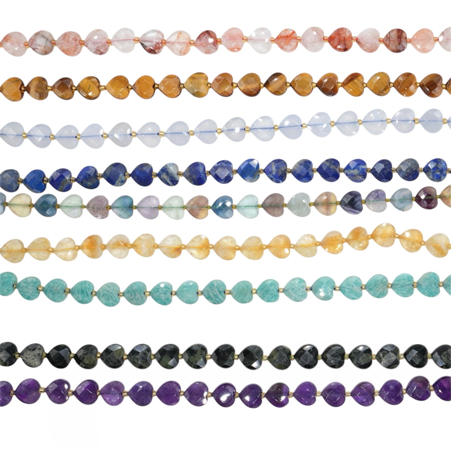 Fil de coeur facetté en pierre naturelle 12 mm (19 pierres disponible)