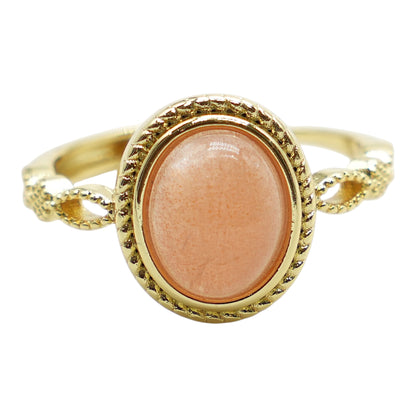 Bague en laiton rhodié doré & pierre naturelle (11 modèles réglables) #9