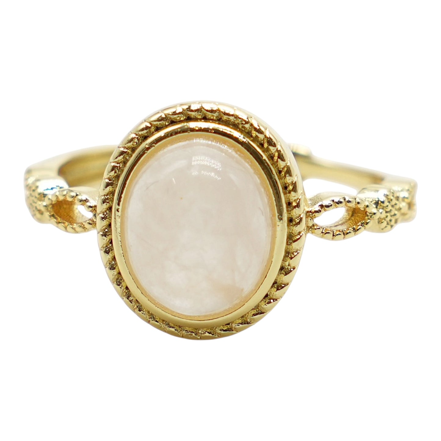 Bague en laiton rhodié doré & pierre naturelle (11 modèles réglables) #9