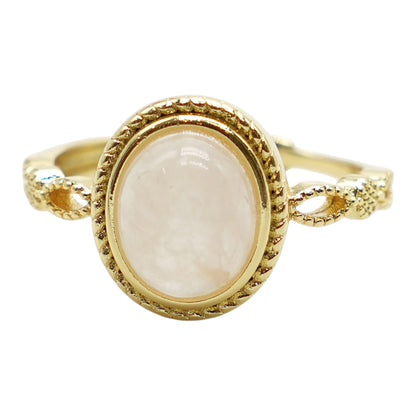 Bague en laiton rhodié doré & pierre naturelle (11 modèles réglables) #9