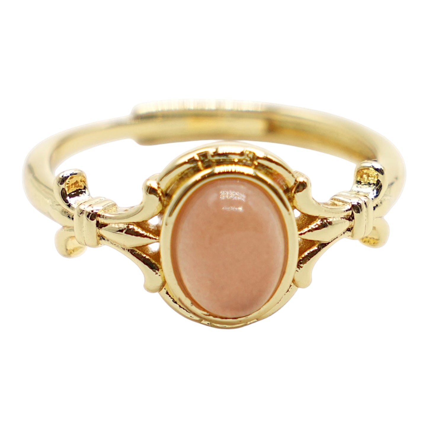 Bague en laiton rhodié doré & pierre naturelle (10 modèles réglables) #8