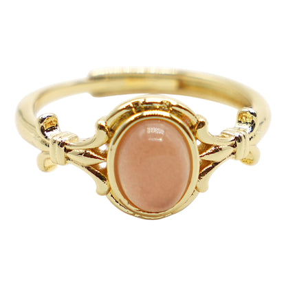 Bague en laiton rhodié doré & pierre naturelle (10 modèles réglables) #8