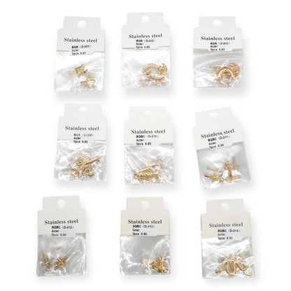 5 Breloques/Pendentifs en acier inoxydable dorée (9 modèles disponible)