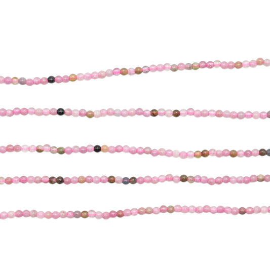 Fil de perle Tourmaline rose AA 2 mm