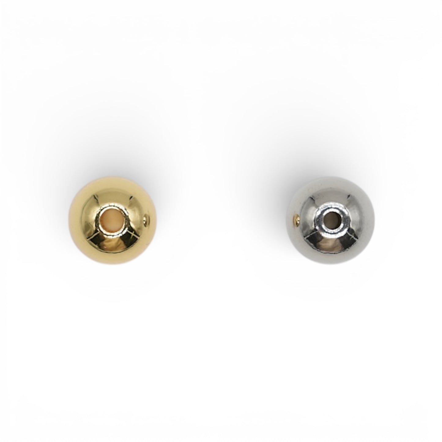 Caches-nœuds ronds lisses dorée ou argentée — Trou de 1.5/2.5 mm – pour bijoux en cordon