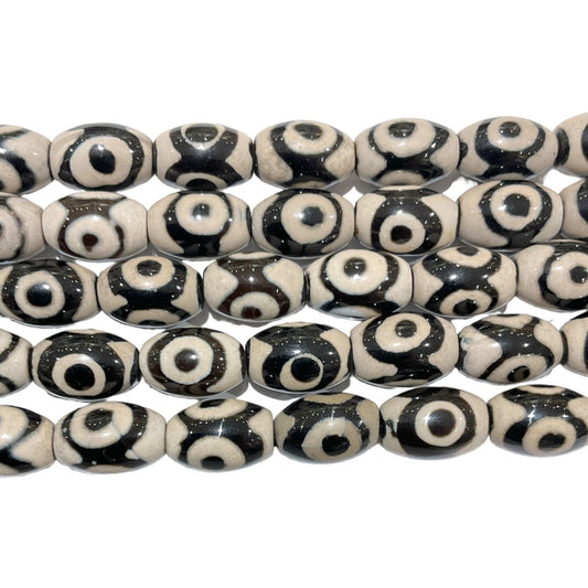 Fil de perle Agate du Tibet Dzi 8 x 12 mm #4 - Foliesbijoux