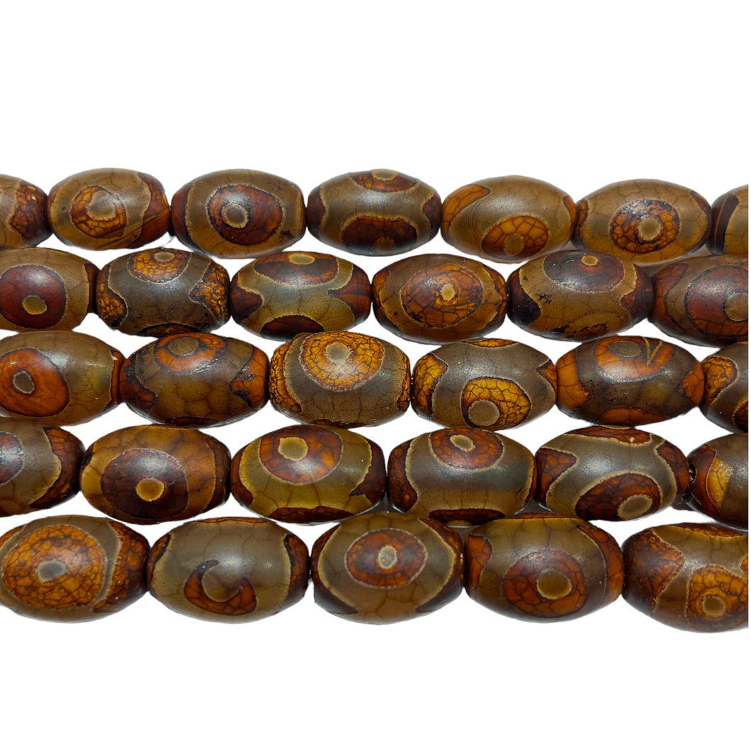 Fil de perle Agate du Tibet Dzi 8 x 12 mm