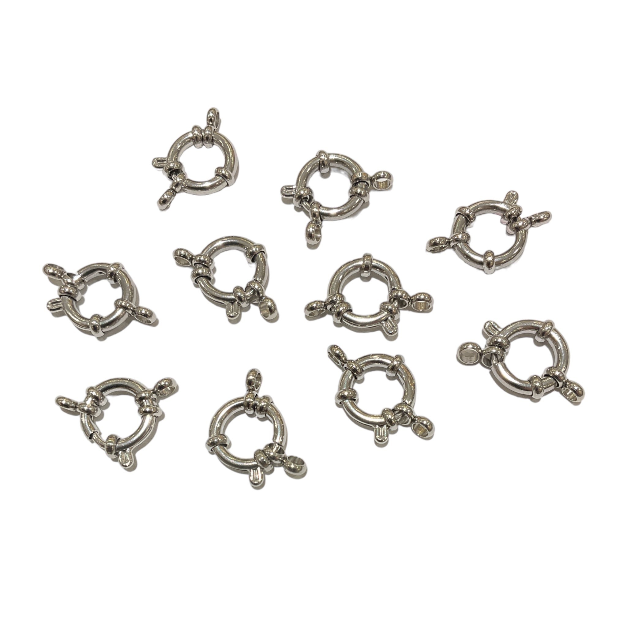 Lot De 4 Fermoirs Bouée En Métal Argenté 14mm - Pour Création De Bijoux - Neuf