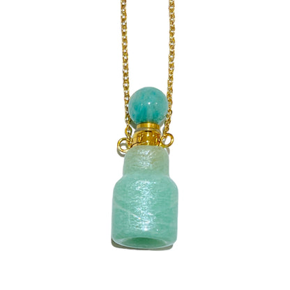 Collier fiole Amazonite pour huile essentiel/parfum