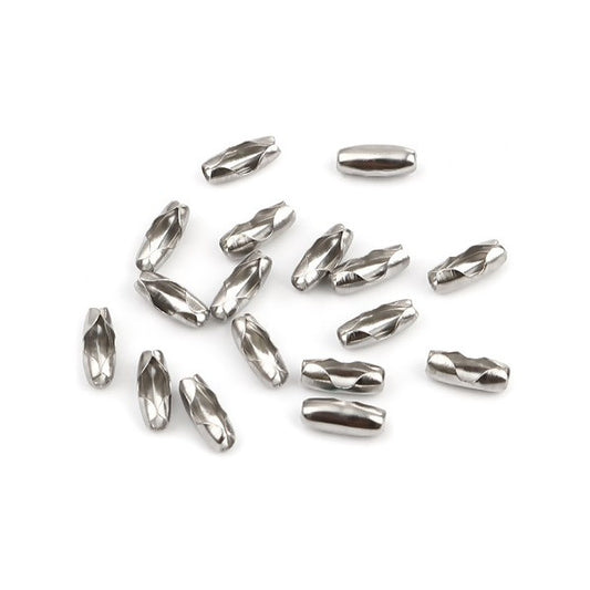 50 fermoirs connecteurs pour chaîne bille en acier inoxydable argenté