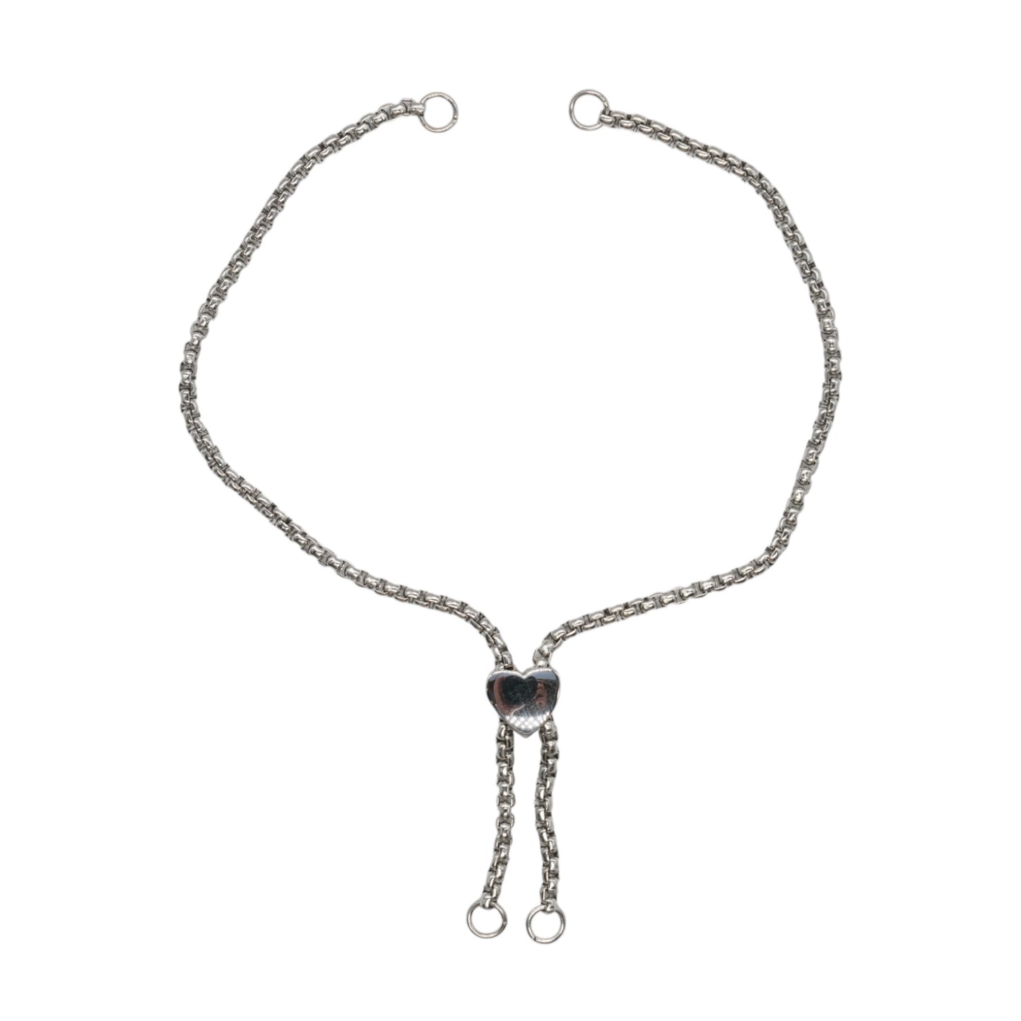 10 Extension bracelet chains adjustable up to 26 cm steel with sliding heart bead