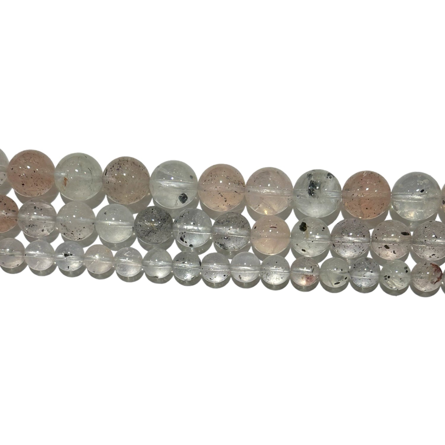 Fil de perle Quartz inclusion biotite mica AA - Foliesbijoux