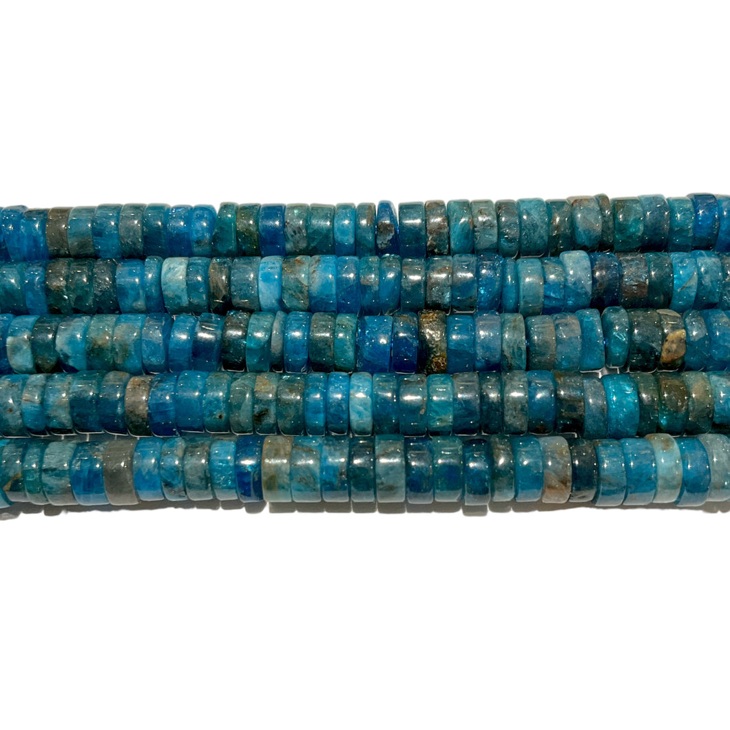 Fil de perle rondelle Apatite bleue 6x3