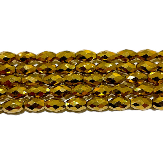 Fil de perle Hématite electroplaquée doré/bronze HED-73