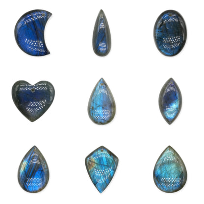 Pendentif en labradorite extra bleue (17 formes disponible)