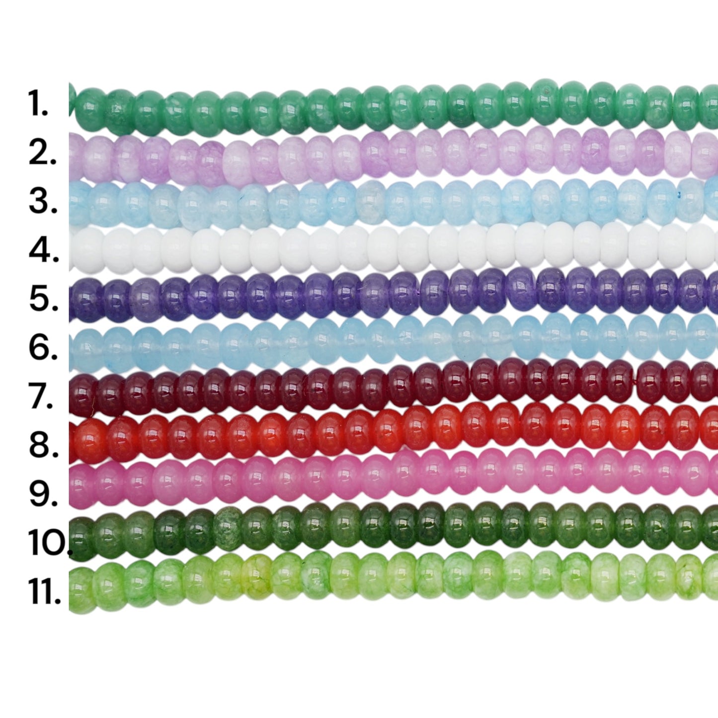 Fil de perle rondelles Jade teinté 5x8 mm (23 coloris disponible)