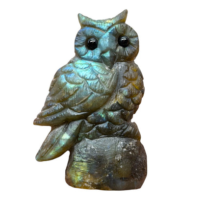 Figurine Hibou en Labradorite AA+ 8x3 cm (modèle unique nº23)