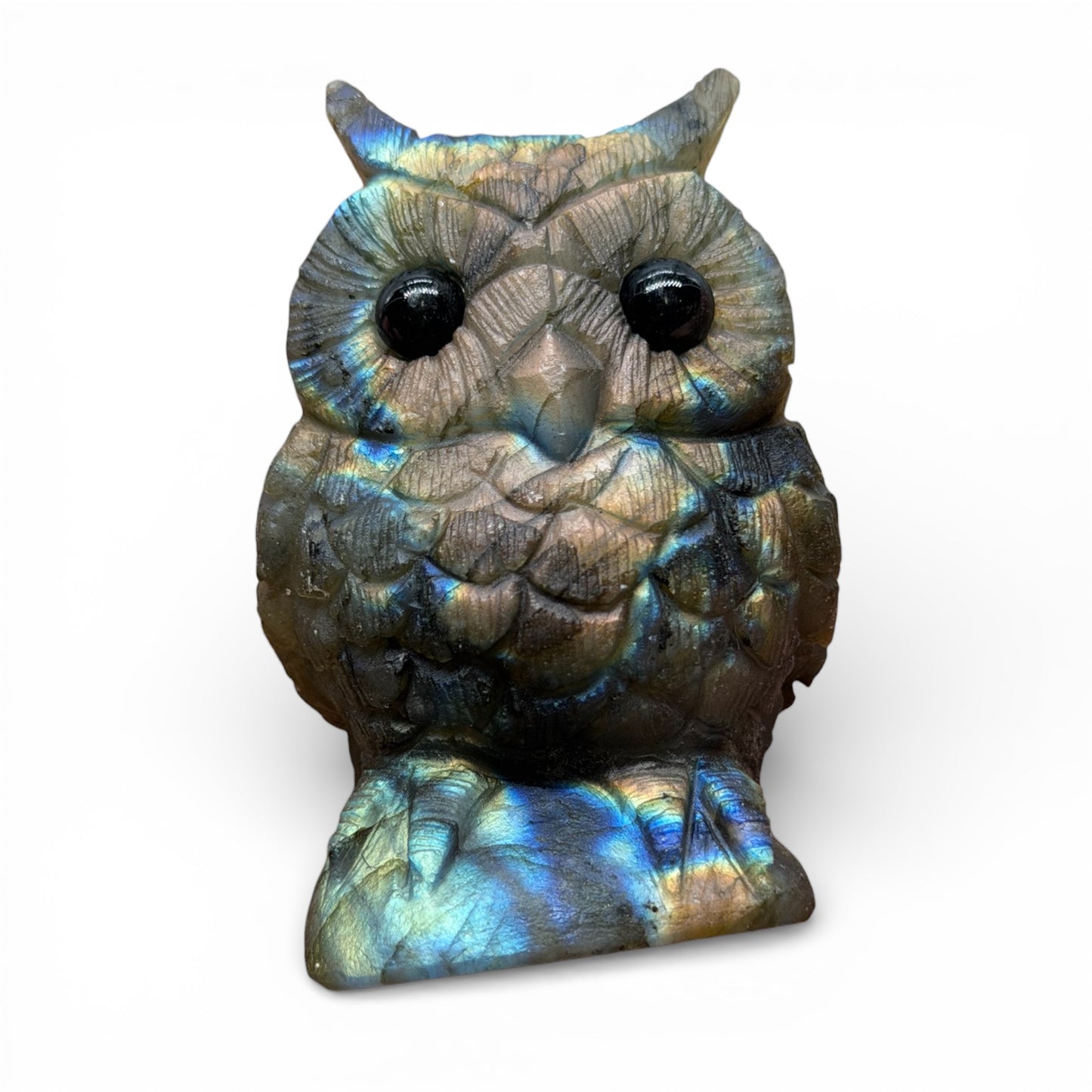 Figurine Hibou en Labradorite AA+ 7x3.5 cm (modèle unique nº24)