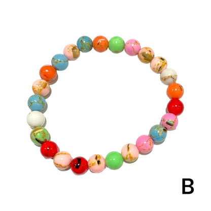 Bracelet en 6mm enfant Howlite coquillage multicouleur