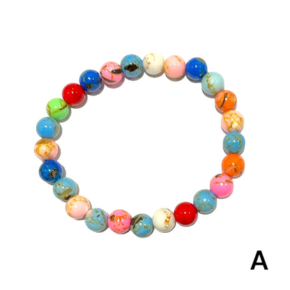 Bracelet en 6mm enfant Howlite coquillage multicouleur