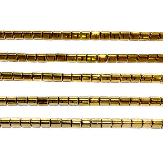 Fil de perle Hématite electroplaquée dorée/bronze HED-50