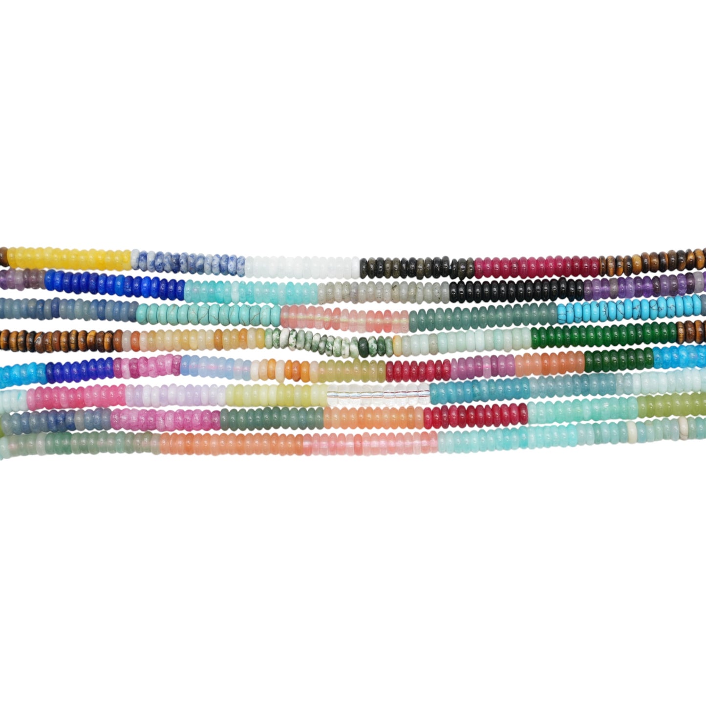 Fil de perle rondelles Jade teinté & pierre naturelle 2x6 mm (8 coloris disponible)