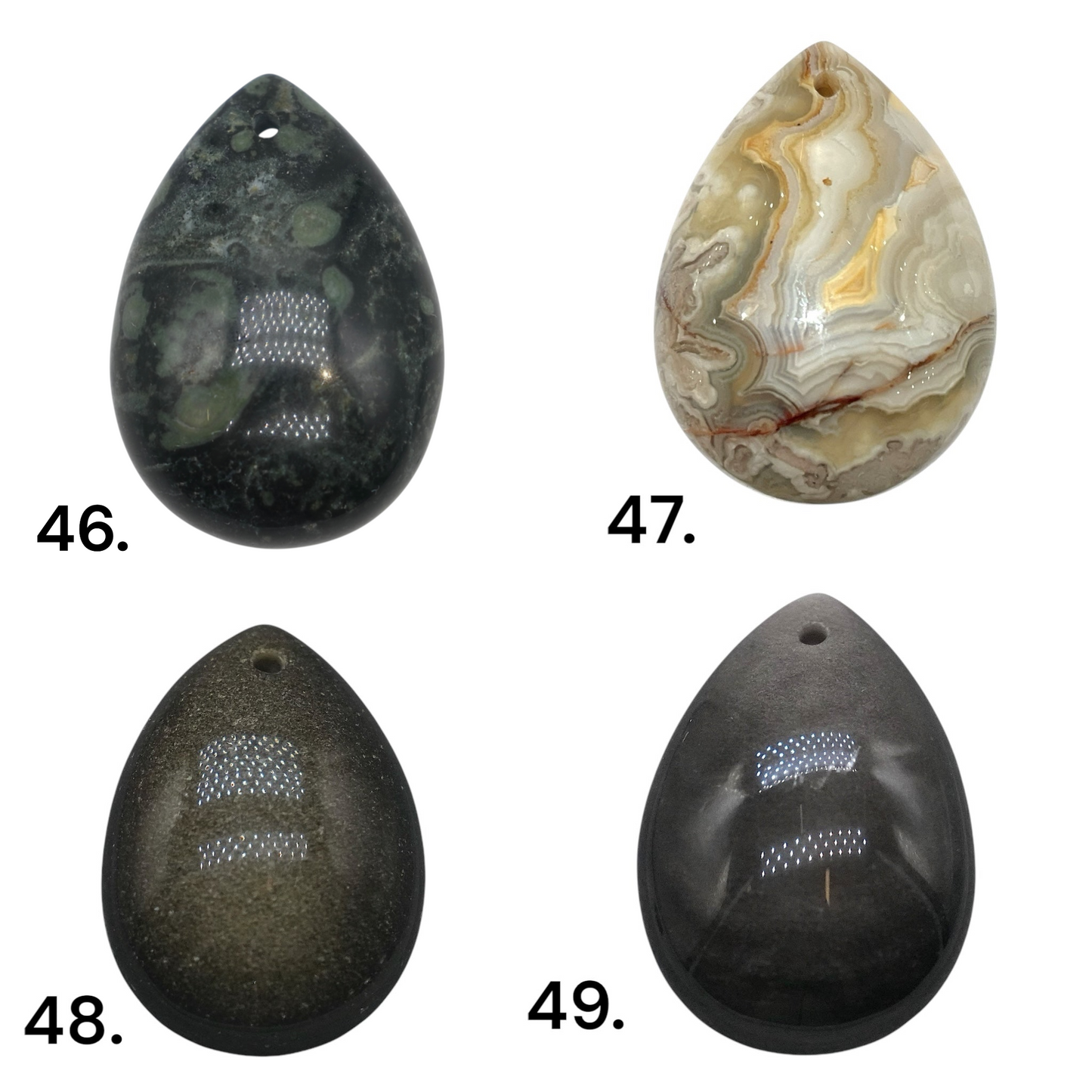 Pendentif forme goutte percé devant (53 pierres différentes) (bélière non incluse) NEW RESTOCK