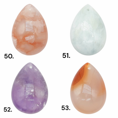 Pendentif forme goutte percé devant (53 pierres différentes) (bélière non incluse) NEW RESTOCK